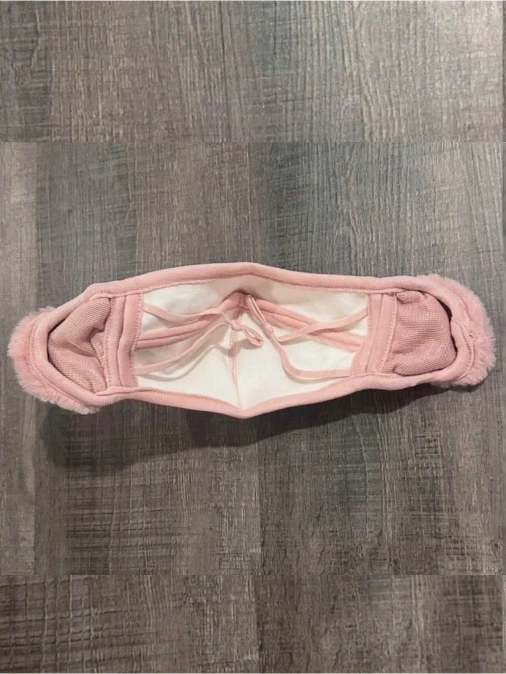 💞 New Pink Fleece Ear Warmer Face Mask with Fur Ear Pads for Winter Sports